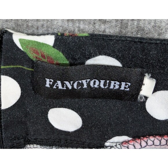 FANCYQUBE Polka Dot Cherry Print Skirt Zipper Detail Women's Feminime - Picture 2 of 16